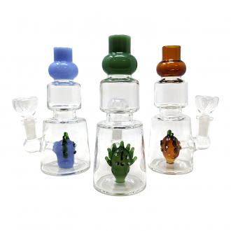 6" Mini Funky Face Perc Geometric Neck Water Pipe Rig - [ZD91]