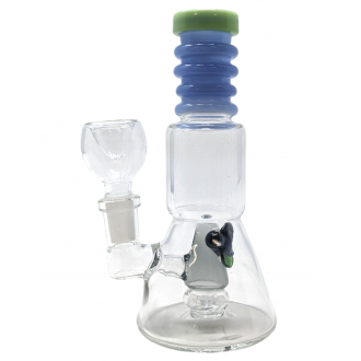 6" Mini Honeybee Perc Ribbed Neck Beaker Water Pipe Rig - [ZD96]