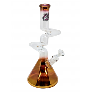 13.5" ZONG! Gold Fumed Beaker 2-Kink Zong Water Pipe - [ZMINI-BKU]