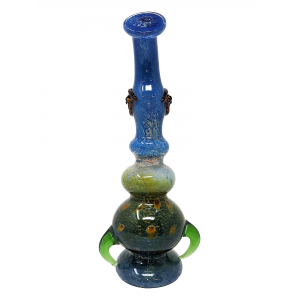 8.5" Frit Ombre Bubble Body Dual Horn Water Pipe - [ZN21]