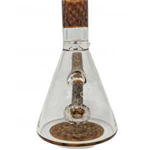 Honeycomb Accent Attached Down Stem Perc Beaker Water Pipe - [D1505]