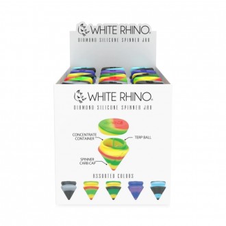 White Rhino Diamond Spinner Silicone Jar - (Display of 45)