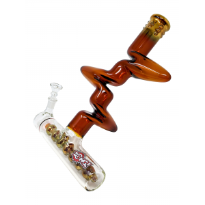 15.5" ZONG! Gold Fumed 3-Kink Zong with 9.5" Inline Barrel Perc 2-In-1 Bubbler & Water Pipe - [ZUBC50-U]