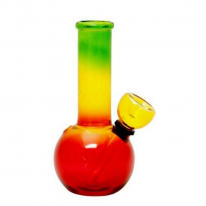 5'' Mini Rasta Bubble Bottom Glass On Rubber Water Pipe - [XWP5RA]